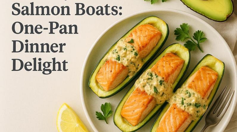 Creamy Garlic Salmon Boats: One-Pan Dinner Delight