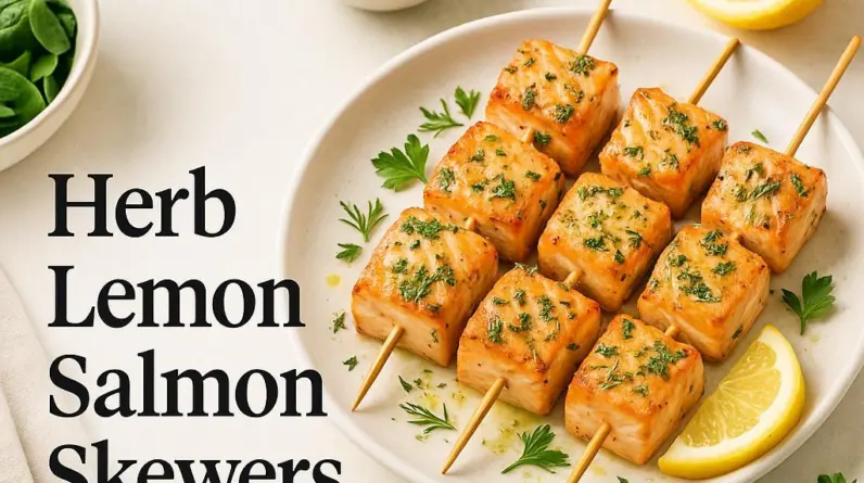 Herb Lemon Salmon Skewers
